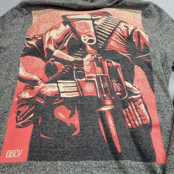 Obey Full Zip Shepard Fairey M Art Graphic Vietnam Soldier Al Rockoff‎ Rare Vtg - Picture 1 of 11